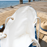 Personlig strandväska i akvarellstil med tecknade havsdjur och namn – perfekt som present till henne till strandsemestern, poolfesten eller födelsedagen