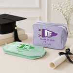 Gepersonaliseerd Pennant-glas uit 2026, gestreepte make-uptas met naam, afstudeercadeau voor afgestudeerden