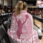 Personalized Watercolor Sports Player Silhouette Striped Soft Throw Blanket with Last Name and Name Home Decor Birthday Gift for Sports Enthusiasts