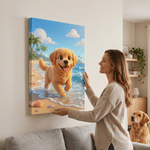 Personalized Pixar Style Pet Photo Canvas Prints Living Room Wall Decor Ship from USA Birthday Gift for Pet Owner Lover