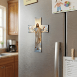 Personalized Cross Shape Jesus Fridge Magnet with Name Home Decor Communion Baptism Religious Gift for Christians