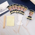 Personalised Cartoon Face Photo Set of 12 Cupcake Topper with Name School and Year Celebration Party Decor Graduation Gift for 2026 Graduates Students