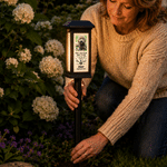 Lampe solaire de jardin personnalisée « Don't Cry For Me » avec photo de votre animal, son nom et la date — Décoration de jardin, cadeau de condoléances pour les propriétaires d'animaux de compagnie