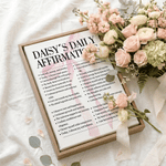 Personalized Warm Minimalist Daily Affirmations watercolour Pink Bow Canvas Prints with Name Birthday Inspiration Gift for Women