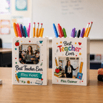Personalized Best Teacher Ever Photo Building Blocks Brick Pen Holder with Text Daily Use Desk Decor Teacher's Day Gift for Teacher Educator