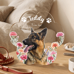 Personalised Birth Flower Paw Prints Clear Paw Print Shape Acrylic Ornament with Pet Photo and Name Home Decor Pet Party Gift for Pet Owners