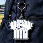 Henkilökohtainen baseball-paita-aiheinen akryylinen laukun tunniste ja avaimenperä, jossa nimi ja numero – päivittäiseen käyttöön sopiva syntymäpäivä- tai joukkueen lahja baseball-pelaajalle