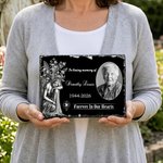 Personalized Angel Flower Cross Photo Garden Stone with Stand Name and Year Memorial Sympathy Gift for Loss of Loved One