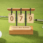 Personalized Best Golf Score Grass Base Wooden Golf Score Display Stand with Name and Scoreboard Game Day Birthday Gift for Golfers Golf Lovers