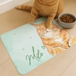 Personalized Watercolour Style Pet Portrait Photo Waterproof Pet Feeding Mat with Name and Rubber Backing Pet Supplies Birthday Gift for Pet Owners