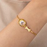 Personalized Pet Photo Dog Bone Cat Head Charm Adjustable Bracelet with Name Sympathy Memorial Gift for Pet Owners Lovers