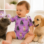 Personalised Multi-Colour Heart Bone Paw Print 100% Cotton Baby Bodysuit with 1-5 Photos and Name Birthday Baby Shower Gift for Newborn