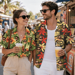 Personalized Retro Floral Youth Adult Hawaiian Shirt with 1-5 Photos Daily Wear Beach Party Birthday Gift for Father Boyfriend Kids