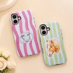 Personalised Multicolour 1-3 Pet Photos Striped Slim Phone Case with Name for iPhone Memorial Birthday Gift for Dog Cat Pet Lover