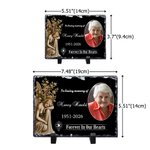 Personalized Angel Flower Cross Photo Garden Stone with Stand Name and Year Memorial Sympathy Gift for Loss of Loved One