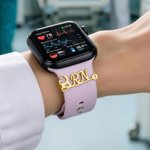 Personalized Birthstone Cute Multicolour Stethoscope Watch Band Charm with Initials Nurse Appreciation Gift for Nurses Doctors Medical Students