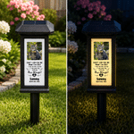 Lampe solaire de jardin personnalisée « Don't Cry For Me » avec photo de votre animal, son nom et la date — Décoration de jardin, cadeau de condoléances pour les propriétaires d'animaux de compagnie