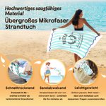 Personalisiertes Cabana Strandtuch mit Familiennamen und Initiale | sandabweisend | schnelltrocknend | Badetuch | Sommer Urlaub Geschenk für Familie
