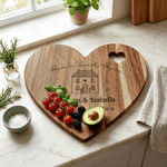Personalized Minimalist Line House Photo Name Text Heart Cutting Board with Knife and Fork Wedding Party Housewarming Gift for Newlyweds Family