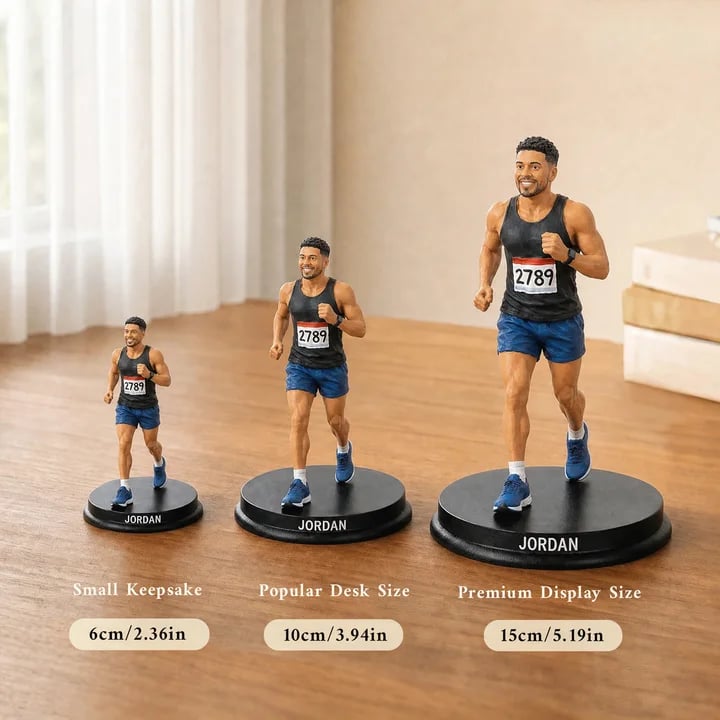 3D runner figurine 6cm 10cm 15cm size comparison guide