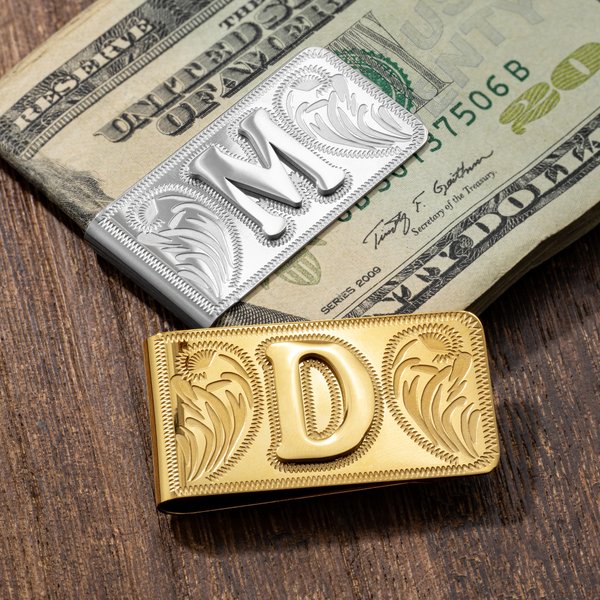 Personalised Western Vintage Money Clip with Initial Daily Commute Business Birthday Father's Day Gift for Father Husband Friend