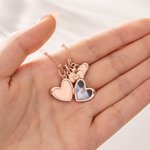 Personalized Lustrous Pearl Photo Necklace with 1-8 Heart-Shaped Pendants Birthday Anniversary Gift for Mom Grandma
