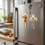 Personalized Cross Shape Jesus Fridge Magnet with Name Home Decor Communion Baptism Religious Gift for Christians