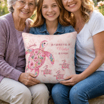 Personalized Sea Turtle Pattern Soft Throw Pillow Cover with Name Home Decor Anniversary Birthday Gift for Girl Woman Grandma