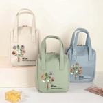 Personalised 1-7 Flower Family Photos PU Leather Handheld Makeup Bag with Name Daily Use Birthday Anniversary Gift for Women