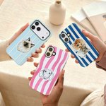 Personalised Multicolour 1-3 Pet Photos Striped Slim Phone Case with Name for iPhone Memorial Birthday Gift for Dog Cat Pet Lover