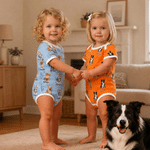Personalised Multi-Colour Heart Bone Paw Print 100% Cotton Baby Bodysuit with 1-5 Photos and Name Birthday Baby Shower Gift for Newborn