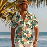 Personalized Retro Floral Youth Adult Hawaiian Shirt with 1-5 Photos Daily Wear Beach Party Birthday Gift for Father Boyfriend Kids