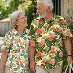 Personalized Retro Floral Youth Adult Hawaiian Shirt with 1-5 Photos Daily Wear Beach Party Birthday Gift for Father Boyfriend Kids