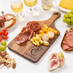 Personalized Engraved Initials Wood Bamboo Reversible Cheese Charcuterie Cutting Board with Grip Housewarming Wedding Gift for Couple