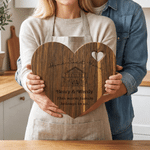 Personalized Minimalist Line House Photo Name Text Heart Cutting Board with Knife and Fork Wedding Party Housewarming Gift for Newlyweds Family