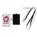 Personalised PU Leather Apple Letter Name ID Card Badge Holder with Lanyard Back to School Teacher's Day Appreciation Gift for Teacher Educator