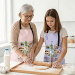 Personalized Family Bouquet Photos Adjustable Apron with Name Kitchen Use Birthday Gift for Mom Cooking Baking Enthusiast