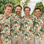 Personalized Retro Floral Youth Adult Hawaiian Shirt with 1-5 Photos Daily Wear Beach Party Birthday Gift for Father Boyfriend Kids