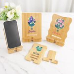 Personalized Colorful Birth Flower Wooden Phone Holder with Name Office Daily Use Birthday Gift for Family Friend Office Worker