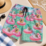 Personalised Flamingo Swimming Ring Photo Swim Trunks Beach Shorts with Drawstring Summer Travel Essential Birthday Gift for Men Pet Lovers