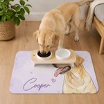 Personalized Watercolour Style Pet Portrait Photo Waterproof Pet Feeding Mat with Name and Rubber Backing Pet Supplies Birthday Gift for Pet Owners