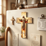Personalized Cross Shape Jesus Fridge Magnet with Name Home Decor Communion Baptism Religious Gift for Christians