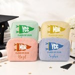 Gepersonaliseerd Pennant-glas uit 2026, gestreepte make-uptas met naam, afstudeercadeau voor afgestudeerden