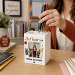 Personalized Best Teacher Ever Photo Building Blocks Brick Pen Holder with Text Daily Use Desk Decor Teacher's Day Gift for Teacher Educator