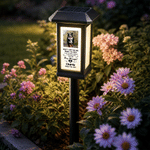 Lampe solaire de jardin personnalisée « Don't Cry For Me » avec photo de votre animal, son nom et la date — Décoration de jardin, cadeau de condoléances pour les propriétaires d'animaux de compagnie