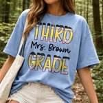 Personalized Multicolor Grade 100% Cotton Soft Teacher T-shirt with Title & Surname School Open Day Back to School Gift for Teacher