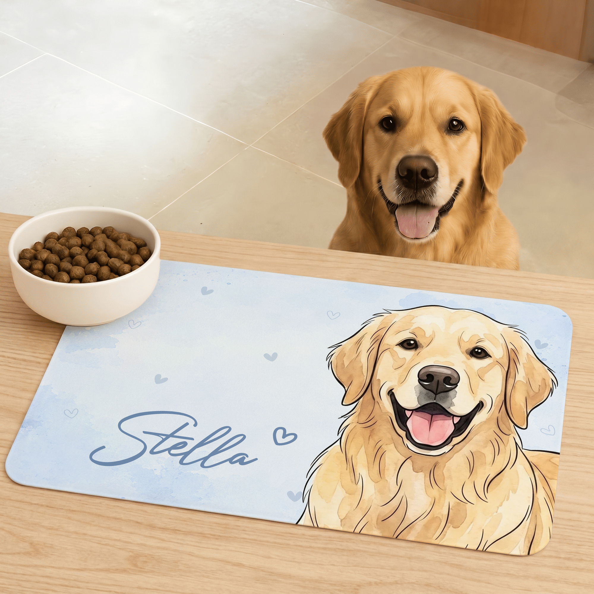Personalisierte Napfunterlage Aquarell-Stil