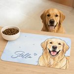 Personalized Watercolour Style Pet Portrait Photo Waterproof Pet Feeding Mat with Name and Rubber Backing Pet Supplies Birthday Gift for Pet Owners
