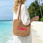 Personalised Bohemian Crochet Knitted Large Tote Bag with Name Daily Use Summer Holiday Birthday Gift for Woman Girl Girlfriend