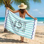 Personalisiertes Cabana Strandtuch mit Familiennamen und Initiale | sandabweisend | schnelltrocknend | Badetuch | Sommer Urlaub Geschenk für Familie